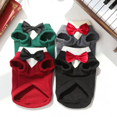 3XL-8XL Large Dogs Clothes Winter Warm Fleece Pet Clothing with Red Bow Tie Big Dog Tuxedo Costume for Labrador Golden Retriever