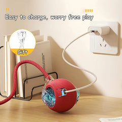 Cat Interactive Ball Toys Automatic Rolling Ball Faux Tail Rechargeable Smart Pet Electric Toy Dog Cat Training Imitate Mouse