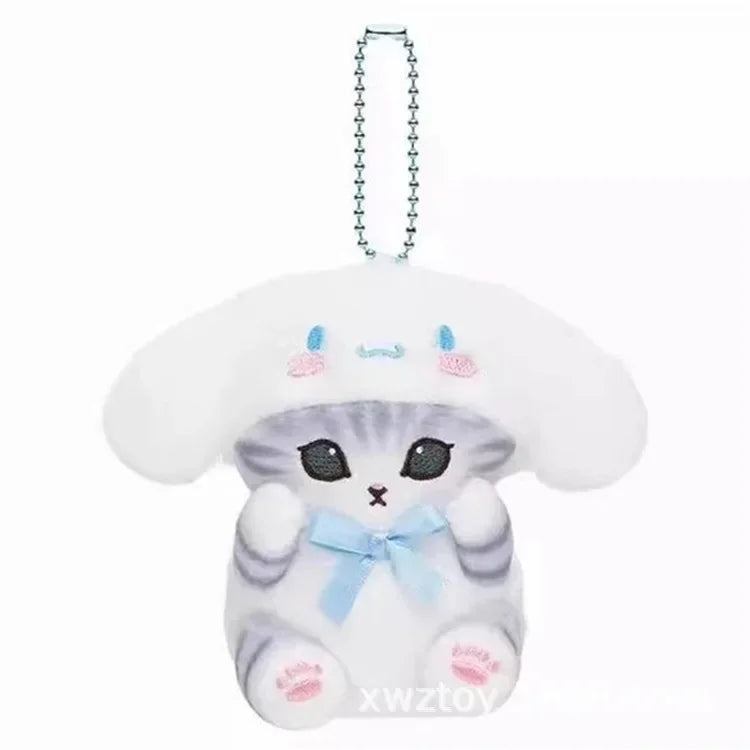 Hot Kawaii Plush Keychain Pendant Cartoon Mofusand Shark Cat Cross-Dressing Hello Kitty Kuromi Doll Stuff Backpack Decor Toys