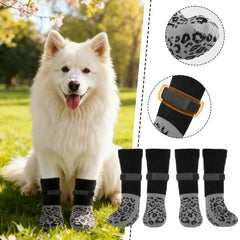 4pcs Waterproof Dog Paw Protectors Anti-Slip Boots with Traction Control Adjustable Socks for Injured Paws Senior Dogs