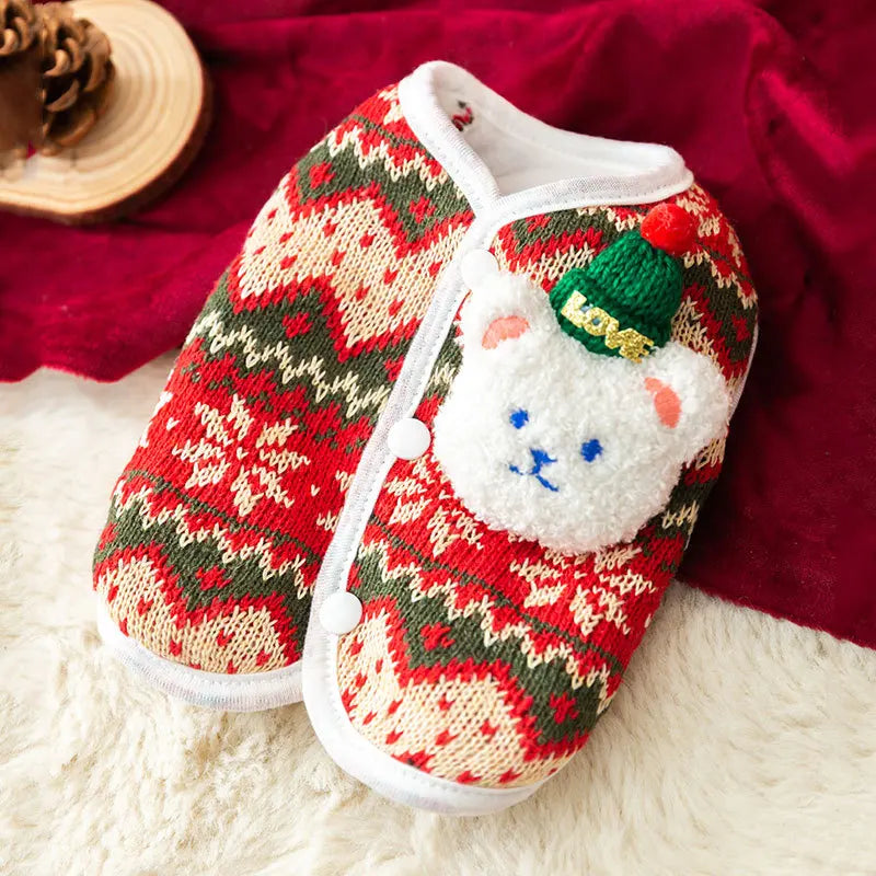 Winter Cat Cute Style 3D Bear Christmas Knitted Sweater Pet Teddy Two Leg Warm Clothes Enhance The Festive Atmosphere