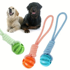 Durable Braided Rope Pet Chew Toy Ball - Dental Cleaning & Treat Dispenser, Fetch & Tug Play for Small/Medium Dogs