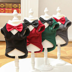 3XL-8XL Large Dogs Clothes Winter Warm Fleece Pet Clothing with Red Bow Tie Big Dog Tuxedo Costume for Labrador Golden Retriever