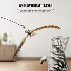Cat Toys Teaser Wire Fish Funny Cat Rod Fishing Rod Feather Bell Funny Cat Stick Pet Interactive Replaceable Head Accessories