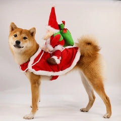 Christmas Dog Costumes Funny Holiday Riding Santa Clause Pet Dress Up for Small Large Dogs Festival New Year Dog Gift Outfit
