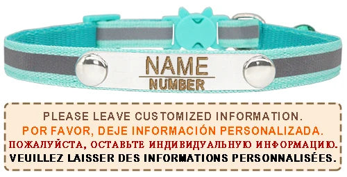 Reflective Cat Collar Custom Engraved ID Personalized with Bell Puppy Pet Breakaway Necklace Accessories Nameplate Collar