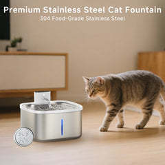 3.5L Wireless Cat Water Fountain 304 Stainless Steel Smart Sensor Pet Water Dispenser 4200mAh Battery Silent Auto cats Dispenser