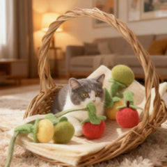 Portable Cartoon Tomato Cat Scratch Toy Plush Teaser Rope with Bell Funny Simulated Fruit Interactive Cat Teaser for Indoor Play