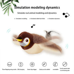 Catnip Electric Pat Bird (with Catnip) Hot Cat Interactive Toys Dog Cats Touch-Activated Squeaky Plush Toy Pet USB Rechargeable