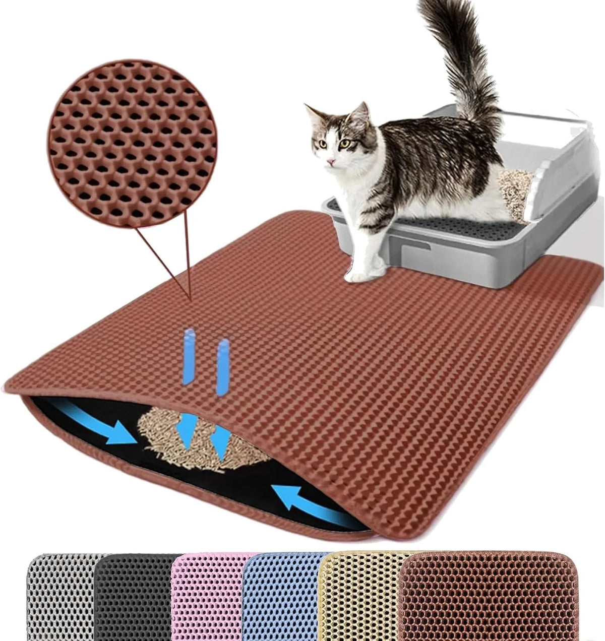 Cat Litter Mat Double Layer Pet Non Slip Big Pet Litter Box Filter MatWear Resistant Waterproof Anti-slip Cat Litter Mat