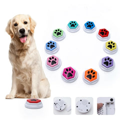 Dog Squeak Toys With Paw Print Hexagonal Recordable Talking Sound Button Dog Toy Interactive Voice Buttons For Communication Dog