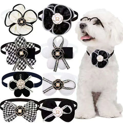 1/8PCS Handmade Dog Collars Flower Adjustable Pet Dog Bowties Neckties Lace Dog Bow Ties Pet Grooming Accessories For Dogs