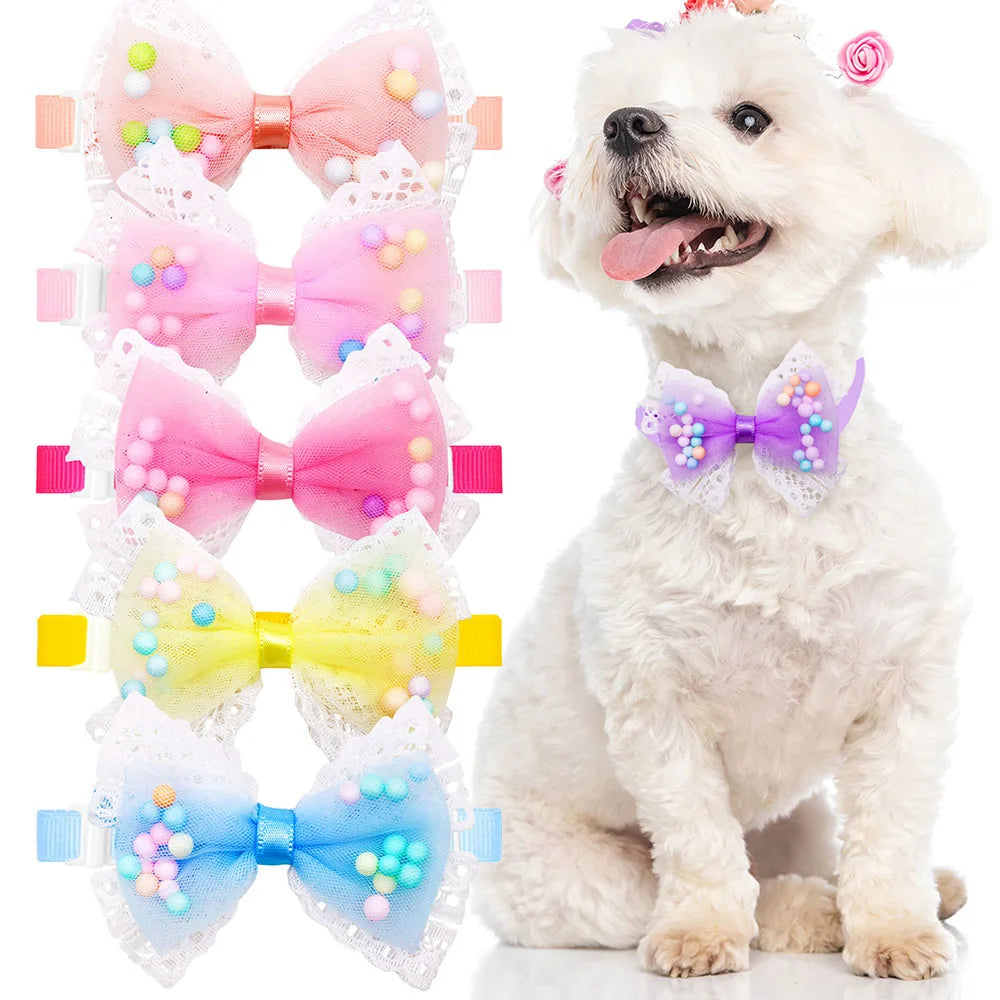 10PCS Cute Puppy Bowtie Pet Supplies Cat Dog Lace Bowties Pet Bow Tie Collar for Dogs Accessories for Small&medium Dog