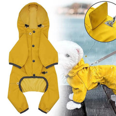 Waterproof Dog Raincoat High-Visibility Yellow Adjustable Jacket Lightweight Protection For Pets Rainy Snowy Day Walks & Outdoor
