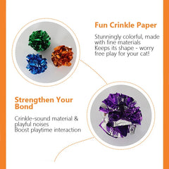 5/10Pcs Crinkle Ball Cat Toys with Crackling Sound & Laser Reflection, Durable Scratch-Resistant Paper Balls for Kittens