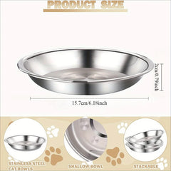 2/6pcs Slip Resistant Stainless Steel Cat Bowl – Low-Profile Wide Design for Kittens Small Pets Anti-Tip Base Feeding Station