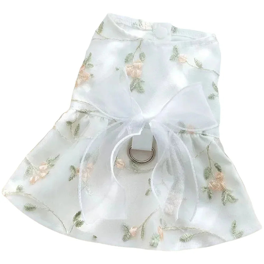 Pet Traction Skirt Lace Cat Dress Princess Dresses Outfit Puppy Clothes Pets Dog Clothing for Wedding Birthday Party Cat Apparel