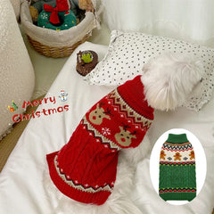 Christmas Red Green Reindeer Pet Sweater Winter Warm Knitted Pullover Sweatshirt Small Medium Dog Cat Clothes