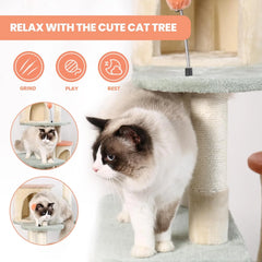 63-inch Cat Tree for Large Cats, Multi-Level Flower Tower with Condo, Sisal Scratching Posts & Toy Balls, Sturdy & Safe Indoor