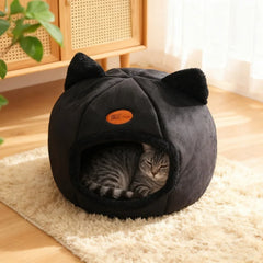 BOOTEELY Black New Deep Sleep Comfortable Winter Cat bed Small mat Basket Puppy House products Pet tent Comfortable Cave