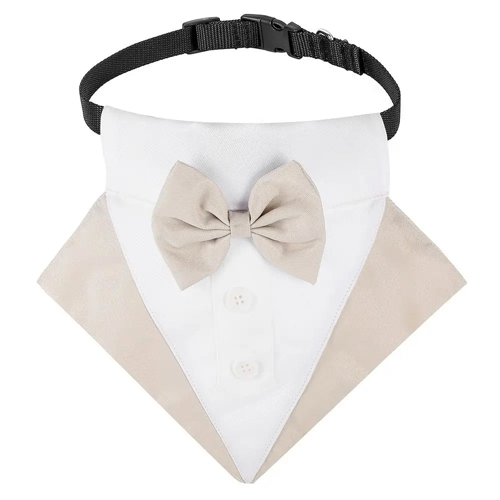 Adjustable Pet Neck Tie Neckerchief Dog Tuxedo Wedding Bandana Collar with Bow Tie Animal Costume