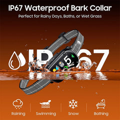 New Pet Dog Barking Collar with Sound Vibration Shock IP67 Waterproof Functions Smart Dog Sound Recognition System TFT screen