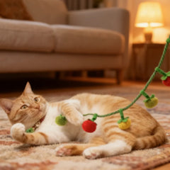 Portable Cartoon Tomato Cat Scratch Toy Plush Teaser Rope with Bell Funny Simulated Fruit Interactive Cat Teaser for Indoor Play