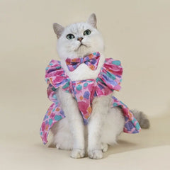 Chic Outfit Cotton Cat Ruffle Dress Sleeveless Spring Summer Pet Dress Breathable Comfortable Puppy Princess Skirt Small Dogs
