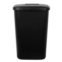13.3 Gallon Kitchen Trash Can, Plastic Touch Top Lid Garbage Bin with Odor Control, Black Bathroom Waste Bin