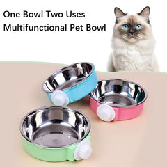 Pet Dog Cat Bowls Environmentally Friendly Harmless Sturdy Resistant Stainless Steel Anti Tip Hanging Fixed Bowls Pet Supplies