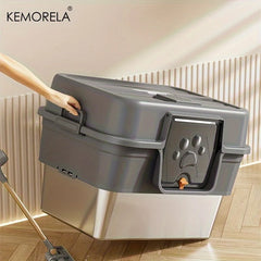 Upgraded Extra Large Enclosed Cat Litter Box Durable Stainless Steel Base Removable Top High Fence for Mess-Free Cleaning