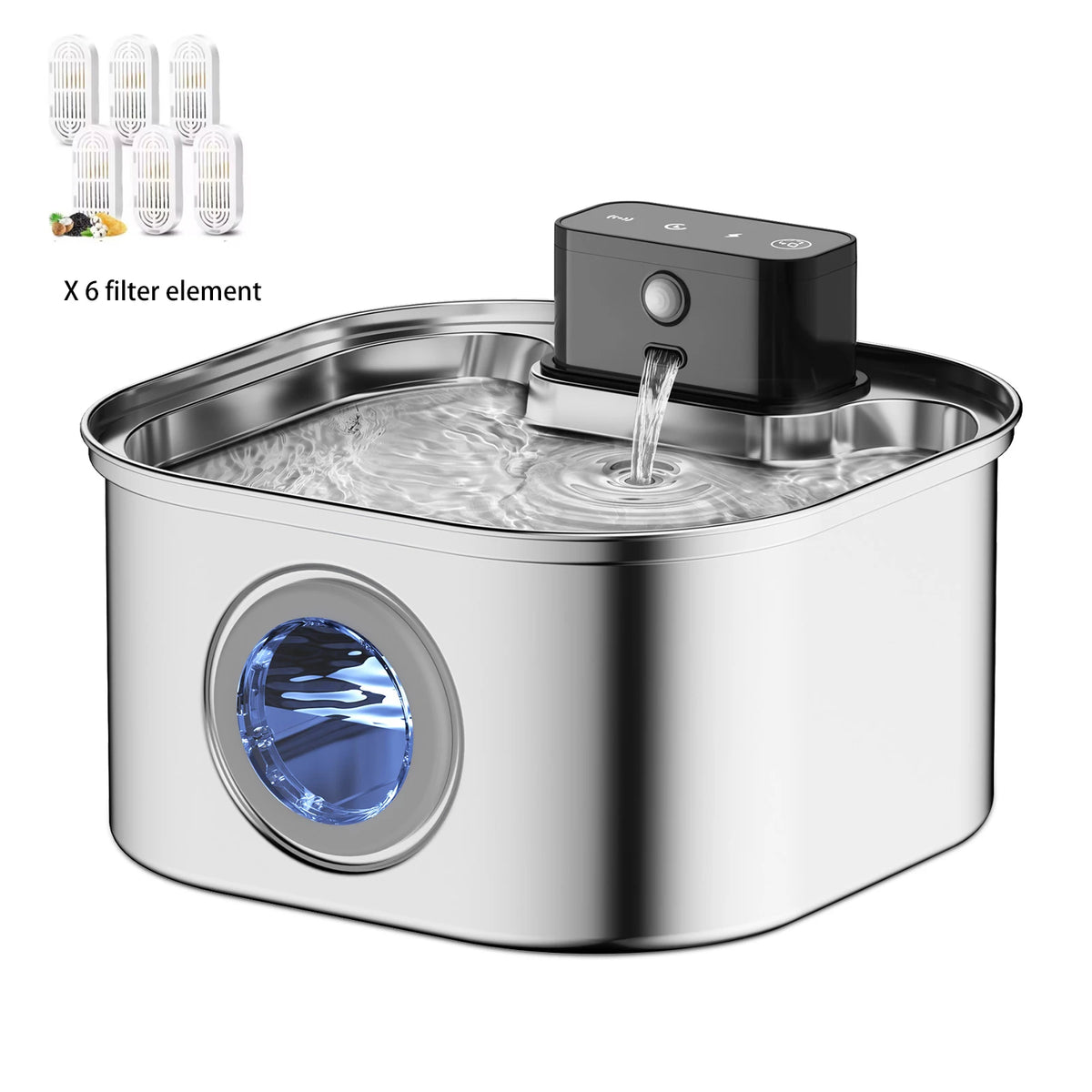 3.2L Automatic Stainless Steel Cat Water Fountain 4000mAh Wireless Pet Drinker Battery & Sensor 2 in 1 Dispenser