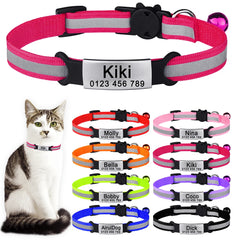 Reflective Nylon Cat Collar Bell Pet Products Small Large Cat Collar Soft Padded Unisex Kitten Supplies Cat Tag Small Dog Collar