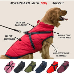 Winter Waterproof Dog Coat Warm Pet Dog Jacket with Harness Vest for Small Medium Chihuahua French Bulldog Outdoor Dog Clothes