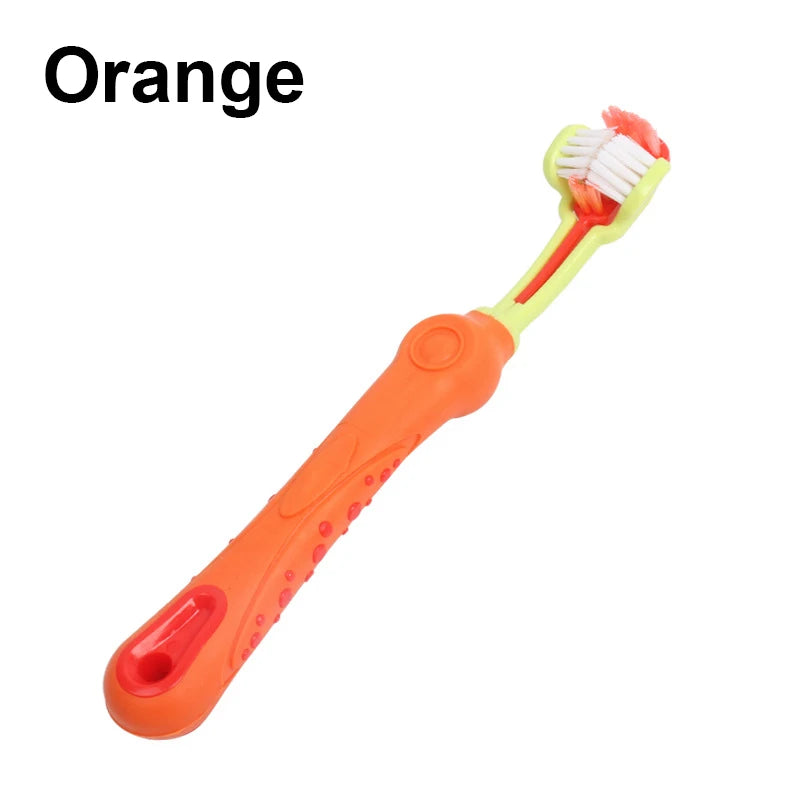 Three Sided Pet Toothbrush Three-Head Multi-angle Toothbrush Removing Bad Breath Tartar Cleaning Mouth Dog Cat Teeth Care Tool