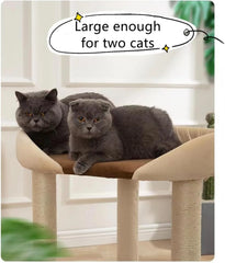 Modern Cat Tree Tower with Extra Large Platform Perch Bed for Maine Coon and Big Couch Sofa for Multiple Cats