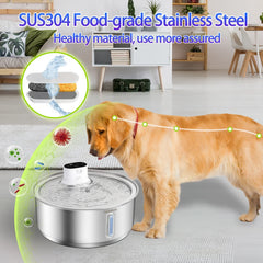 8L Dog Water Fountain Automatic Sensor Stainless Steel Cat Water Fountain Multiple Pet Drinking Water Dispenser Accessories
