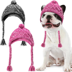 Autumn Winter Pet Hats Pet Puppy Warm Fluffy Ball  Knitted Hat Windproof Knitting Cap For Small Medium Dogs Pet Supplies