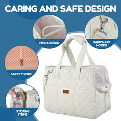 Pet Cat Dog Carrier Backpack with Carrying Strap and Shoulder Strap Oxford Pet Carrier with Breathable Mesh Handheld Pet Bag