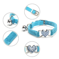 Heart Charm and Bell Cat Collar Pet Supplies Heart-shaped Plush Color Diamond Bell Cat Collar Pet Supplies Household Accessories