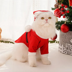 Cat Clothes Santa Claus Transformation Outfit Autumn and Winter Cat Hoodie Christmas Pet Clothing and Supplies Xmas Gift