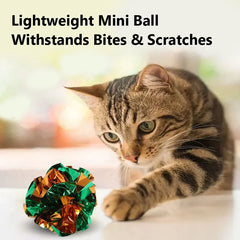 5/10Pcs Crinkle Ball Cat Toys with Crackling Sound & Laser Reflection, Durable Scratch-Resistant Paper Balls for Kittens