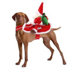 Christmas Dog Costumes Funny Holiday Riding Santa Clause Pet Dress Up for Small Large Dogs Festival New Year Dog Gift Outfit