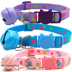 【E】Adjustable Cartoon Color Cat Buckle Lollipop Bell Cat Collar 1.0 Cat Head Safety Buckle Collar Pet Dog Collar Pet Supplies
