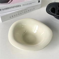 Creative Ceramic Wavy Salad Bowl Dessert Bowl Irregular Solid Color Home Cafe Cream Style Tableware Afternoon Tea Fruit Bowl