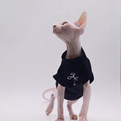 Hairless Cat Clothes Sphinx Deven Black Soft Breathable T-shirt Pet Clothes For Small Dogs Shirt Clothing for Cats