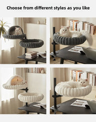 Desktop Cat Winter Bed Round Indoor Cats Comfortable Soft Desk Nest Pet Bed for Kitten Adjustable Height Cat Climbing Frame