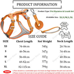 Dog Harness and Leash Set for Large Dogs Heavy Duty No Pull Service Dog Vest with Dog Seat Belt Reflective Adjustable Pet Harnes