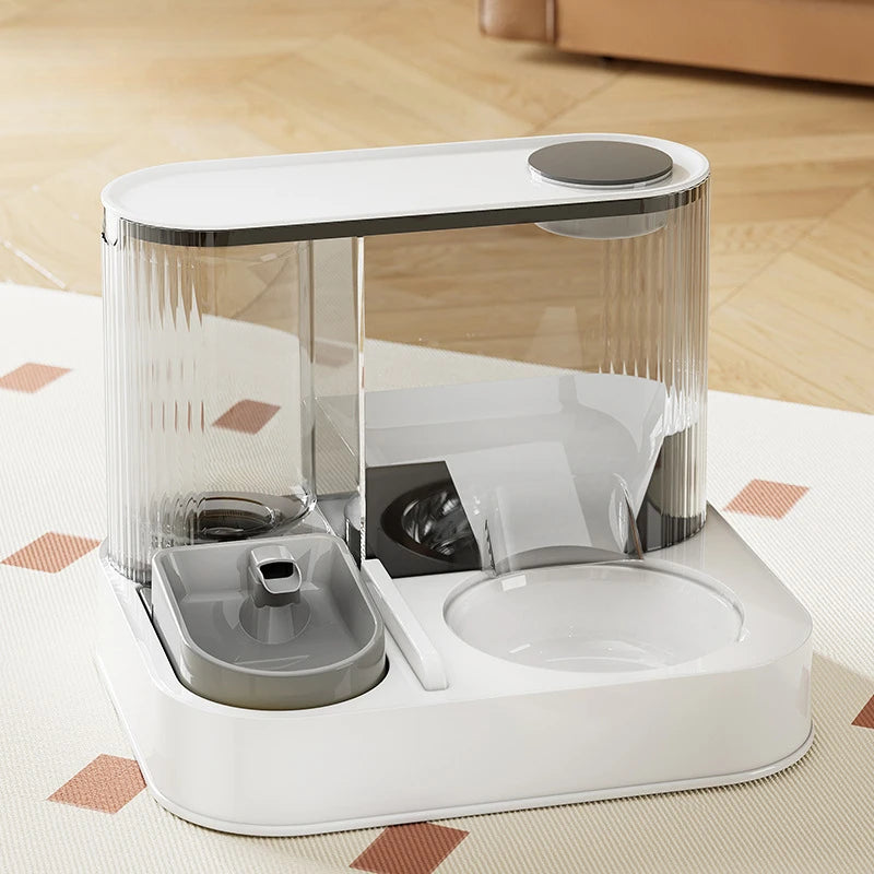 2-in-1 Stainless Steel Pet Feeder - Automatic Food Dispenser & Water Fountain, Smart Connected Bowl for Cats (CE/FCC)