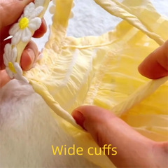 New Floral Style Collar Cat Dress Thin Yellow Green Puppy Tutu Skirt Cute Mini Pet Clothes Cat Party Dress for Summer